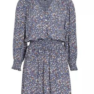 Rails Blue V-Neck Bishop Sleeve Sundress